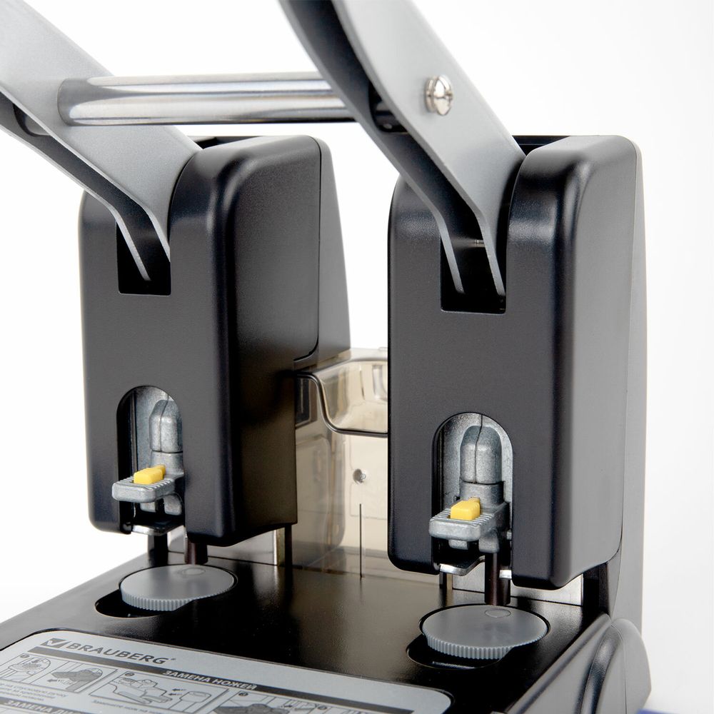 Дырокол металлический МОЩНЫЙ BRAUBERG "EXTRA Heavy duty", до 110 листов, черно-синий