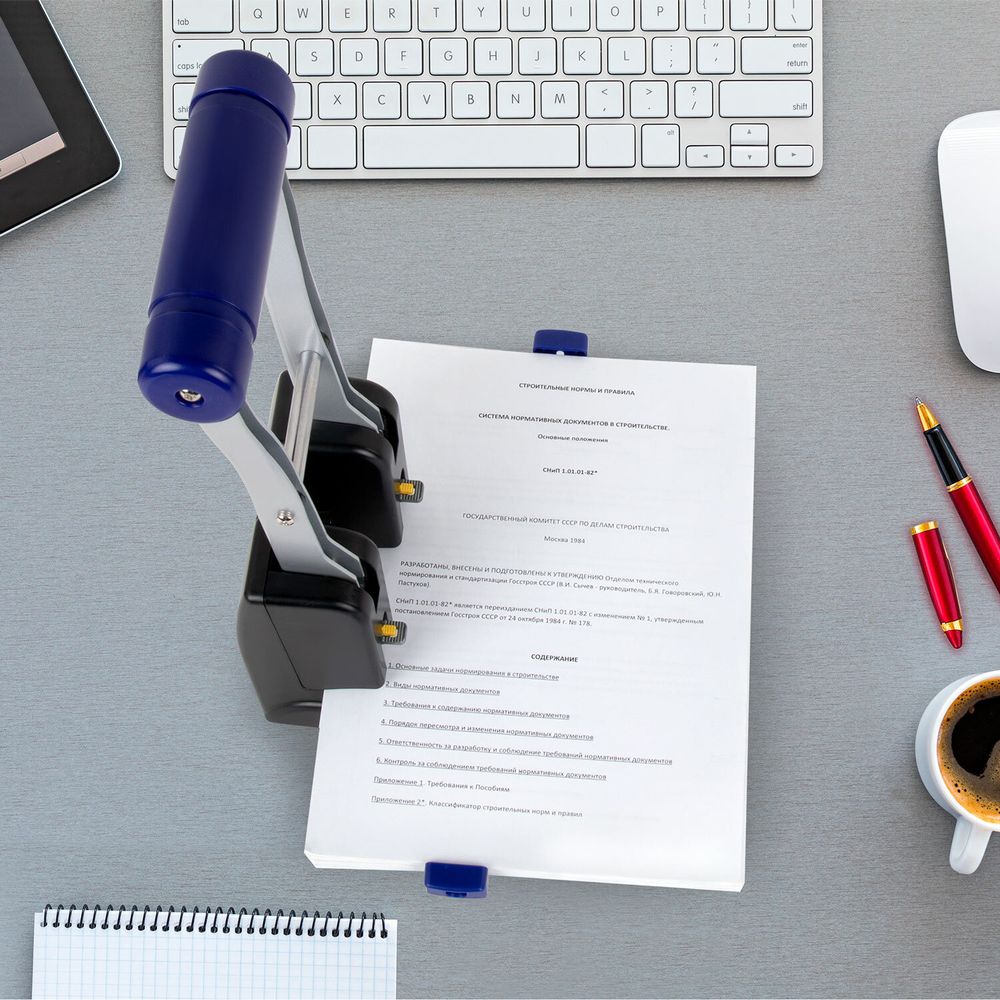 Дырокол металлический МОЩНЫЙ BRAUBERG "EXTRA Heavy duty", до 110 листов, черно-синий