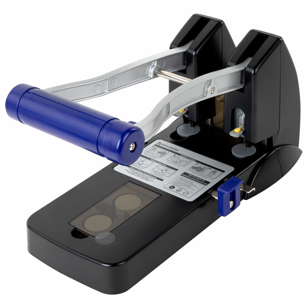 Дырокол металлический МОЩНЫЙ BRAUBERG "EXTRA Heavy duty", до 160 листов, черно-синий