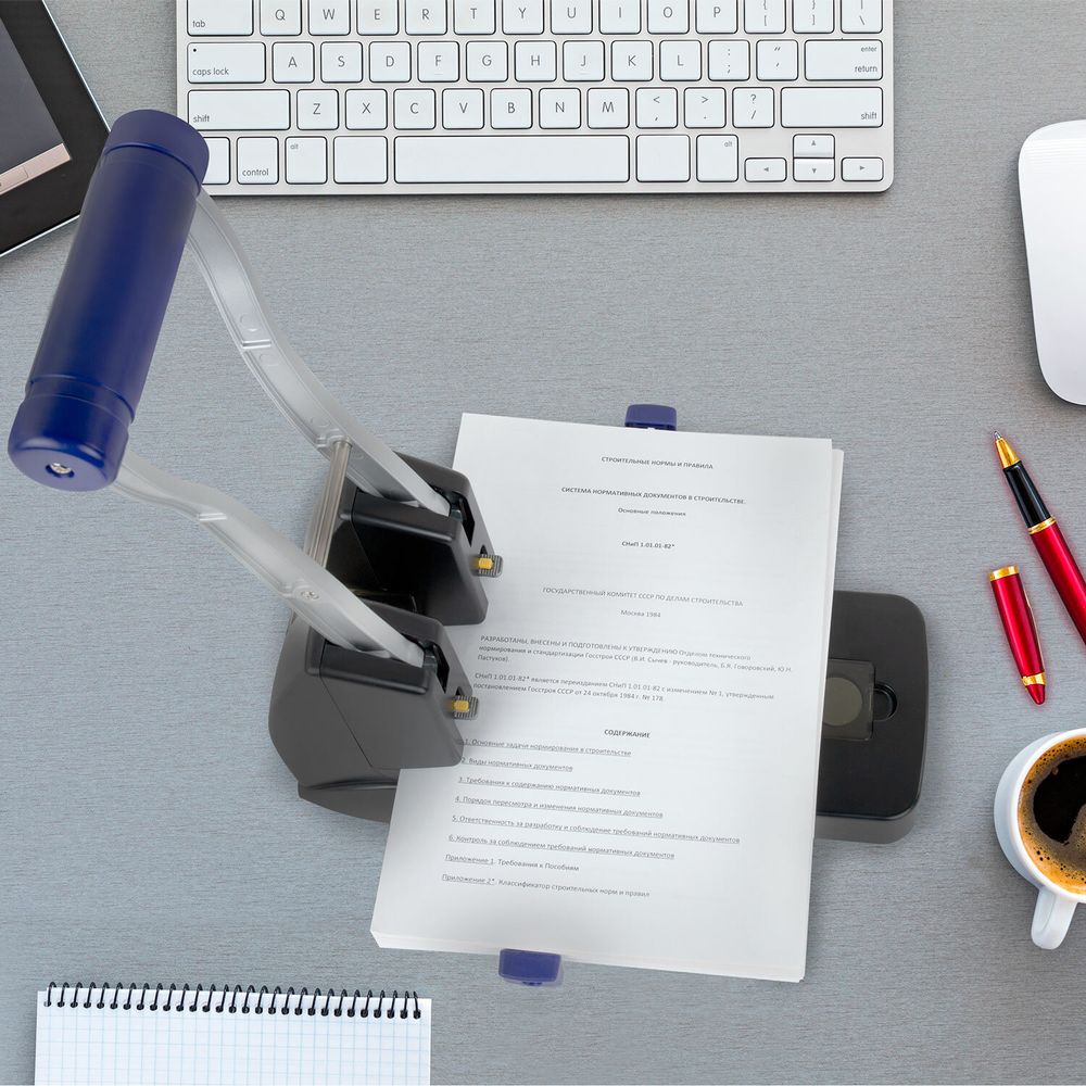 Дырокол металлический МОЩНЫЙ BRAUBERG "EXTRA Heavy duty", до 160 листов, черно-синий