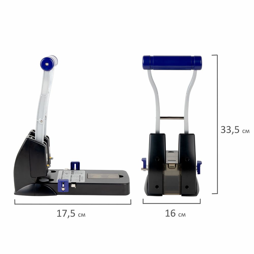 Дырокол металлический МОЩНЫЙ BRAUBERG "EXTRA Heavy duty", до 160 листов, черно-синий
