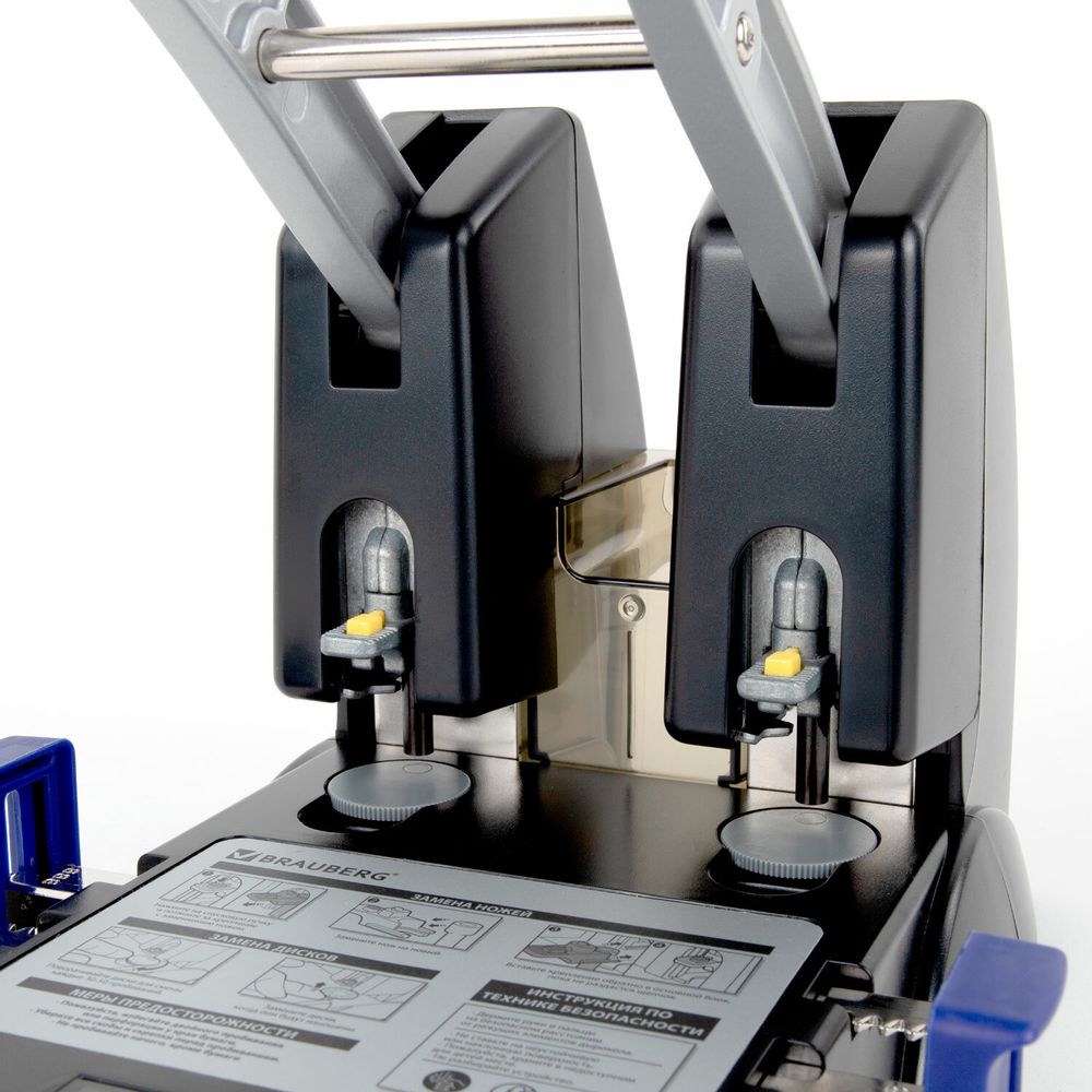 Дырокол металлический МОЩНЫЙ BRAUBERG "EXTRA Heavy duty", до 160 листов, черно-синий