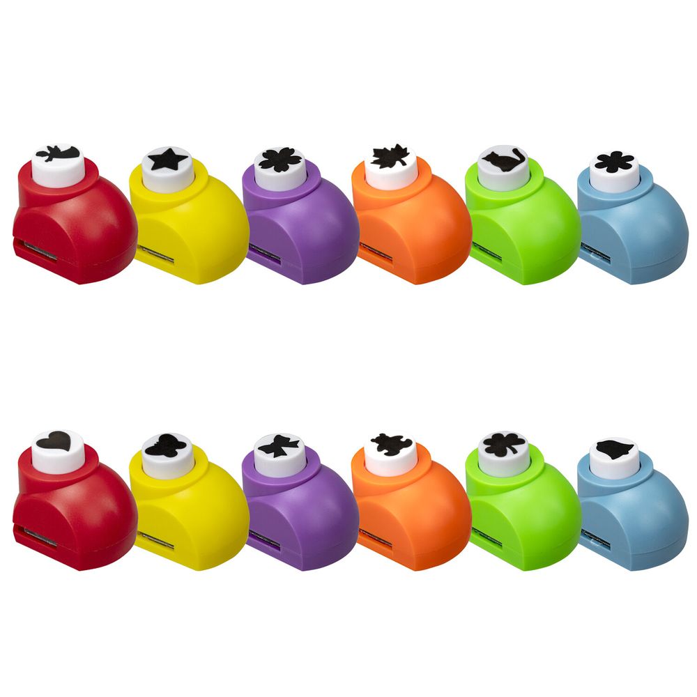 Дыроколы фигурные, НАБОР 12 видов, диаметр вырубки 16 мм, ОСТРОВ СОКРОВИЩ