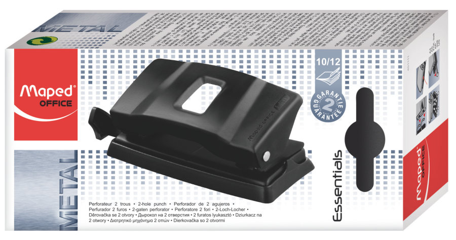 Дырокол 10/12 листов Maped Essentials, черный 401111