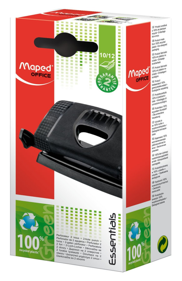 Дырокол 10/12 листов Maped Greenlogic, черный 451211