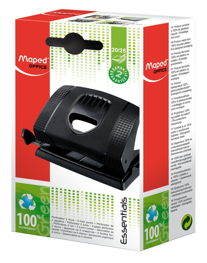 Дырокол 20/25 листов Maped Greenlogic, черный 452511