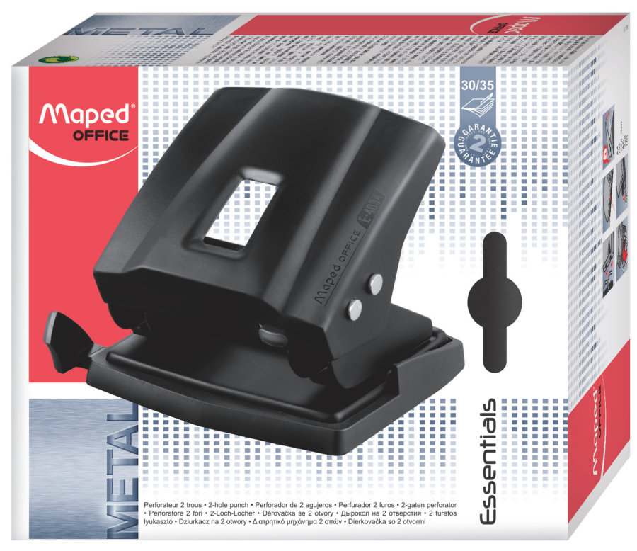 Дырокол 30 листов MAPED ESSENTIALS, металл, черный