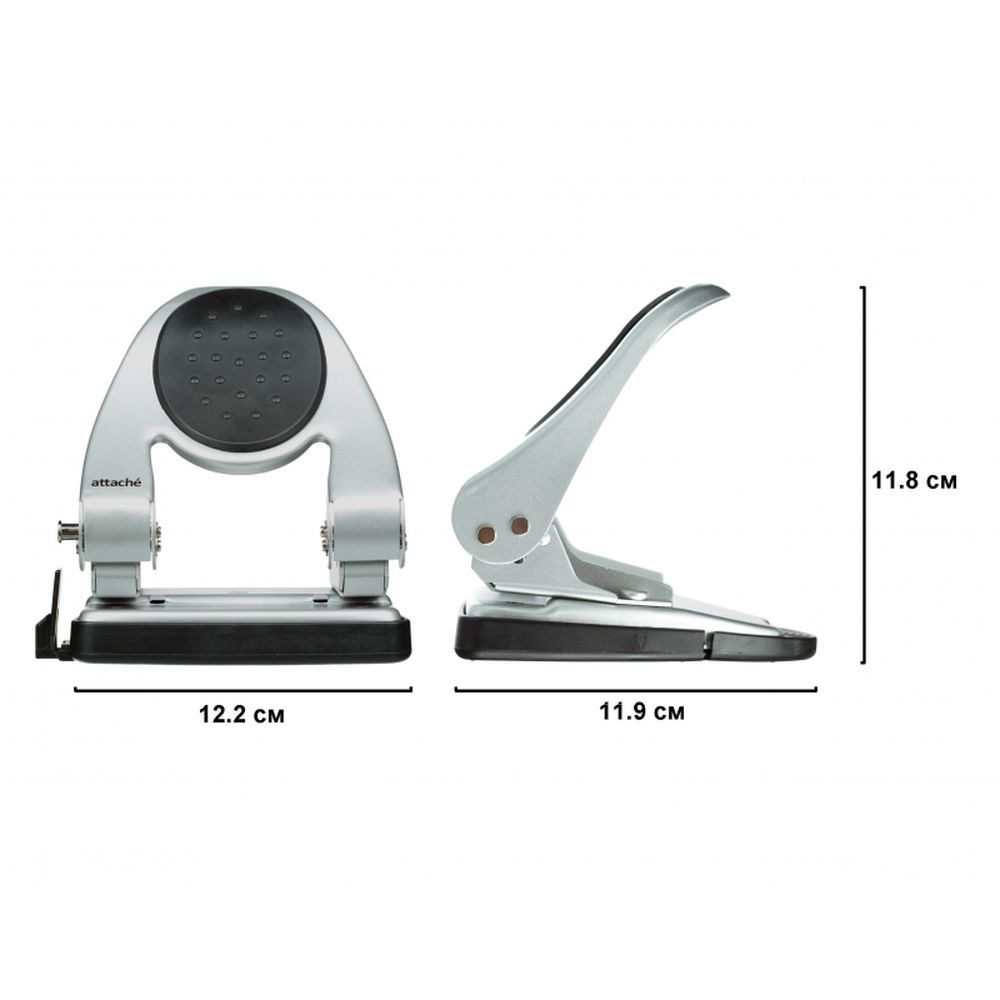 Дырокол 30 листов ATTACHE 6730, металл, с линейкой, с резиновой вставкой, серебро