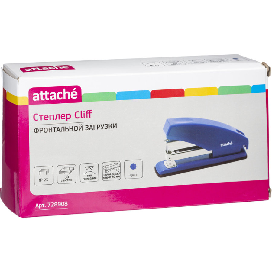 Степлер 60 л мощный Attache, синий 