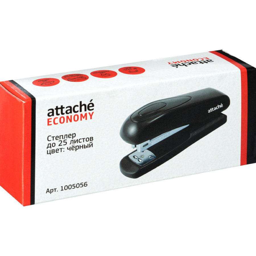 Степлер Attache Economy до 25 листов, 24/6, 26/6, пласиковый корпус, чёрный 