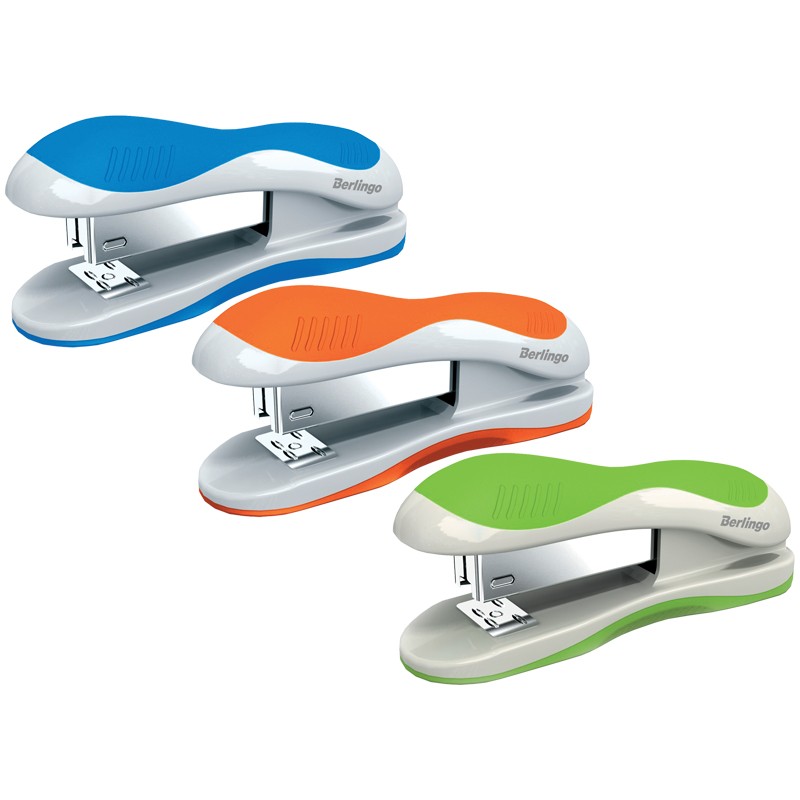 Степлер №24/6, 26/6 Berlingo "Office Soft" до 25л., пластиковый корпус, ассорти
