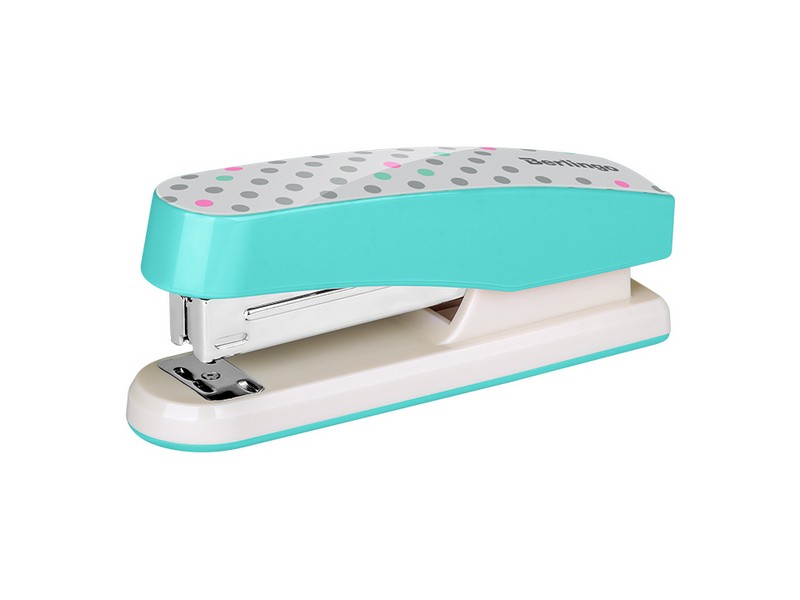 Степлер №24/6, 26/6 Berlingo "Silk Touch", до 20л., пластиковый корпус, мятный