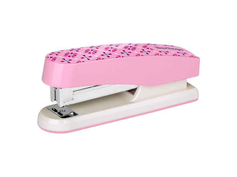 Степлер №24/6, 26/6 Berlingo "Silk Touch", до 20л., пластиковый корпус, розовый