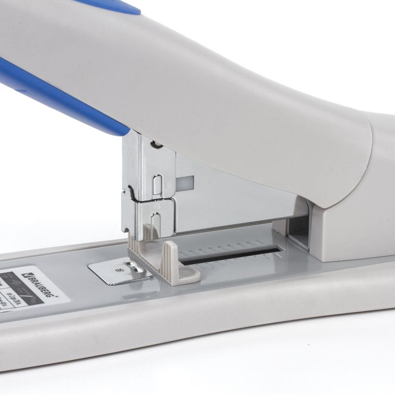 Степлер МОЩНЫЙ №24/6-23/15 BRAUBERG "Heavy duty PRO", до 100 листов, эргономичный, серо-синий