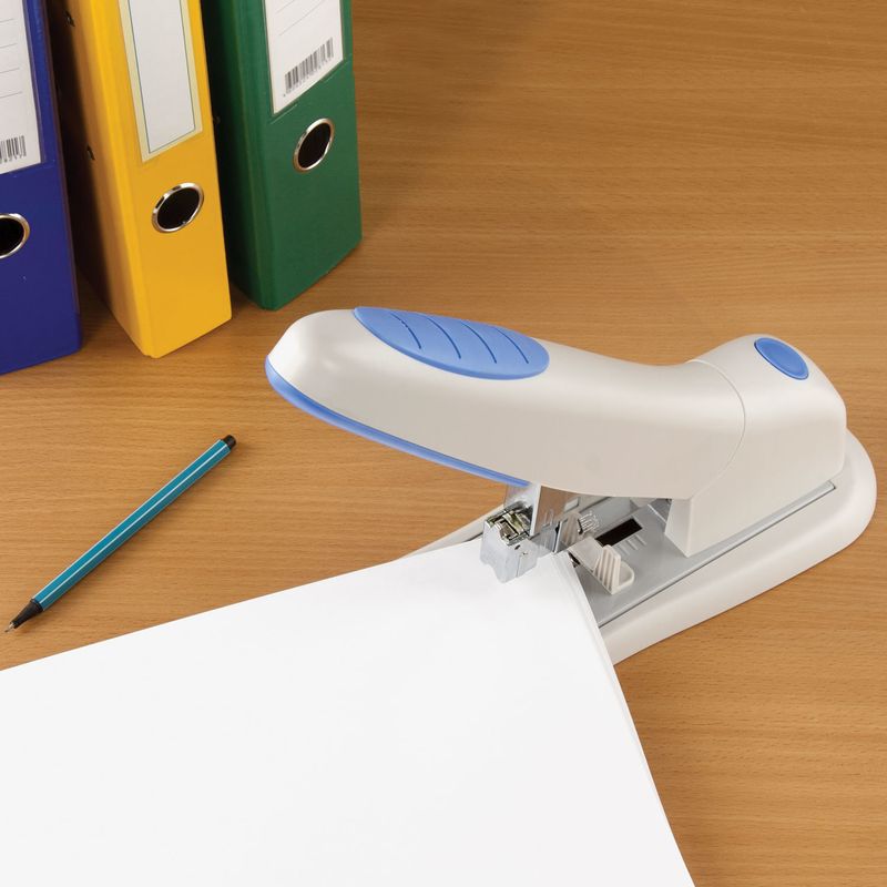 Степлер МОЩНЫЙ №24/6-23/15 BRAUBERG "Heavy duty PRO", до 100 листов, эргономичный, серо-синий