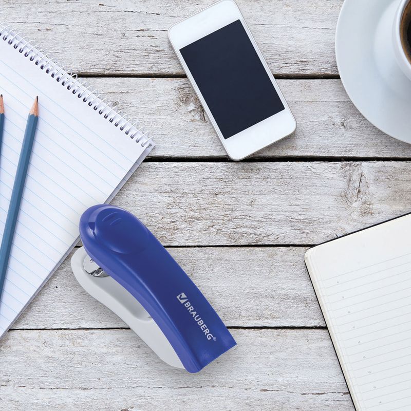 Степлер №24/6, 26/6 BRAUBERG "Original", до 25 листов, синий