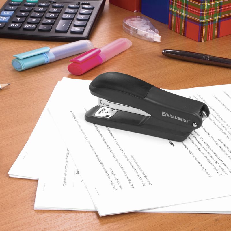 Степлер №24/6, 26/6 BRAUBERG "SX-39", до 25 листов, черный
