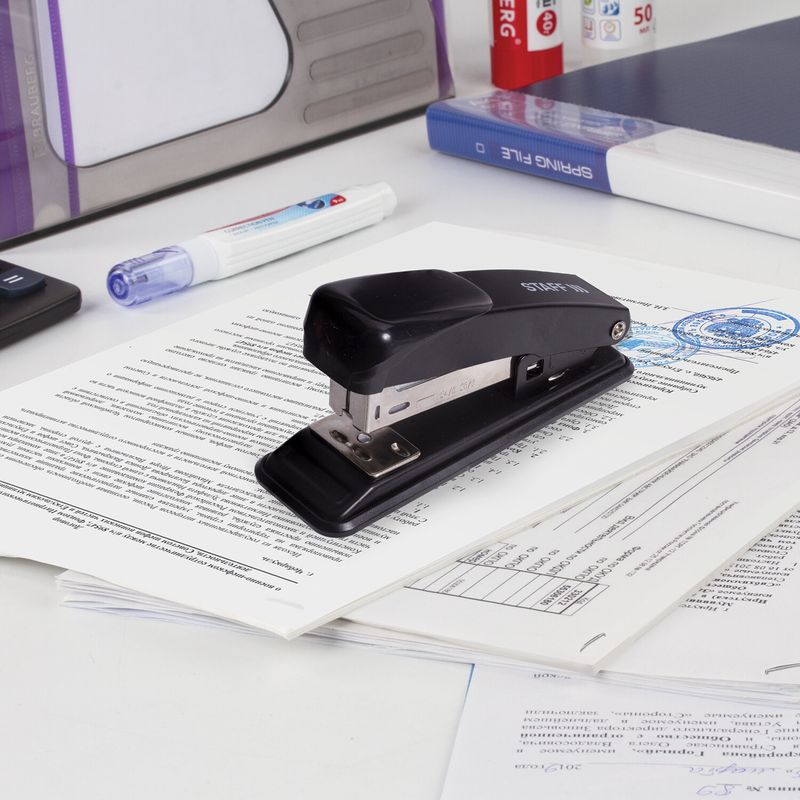 Степлер №24/6, 26/6 металлический STAFF "Manager", до 20 листов, черный