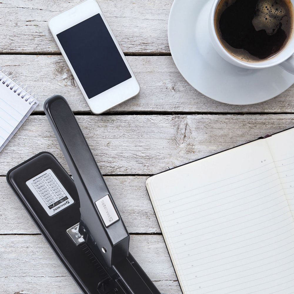 Степлер МОЩНЫЙ №24/6-23/24 металлический BRAUBERG "Heavy duty", до 200 листов, черный