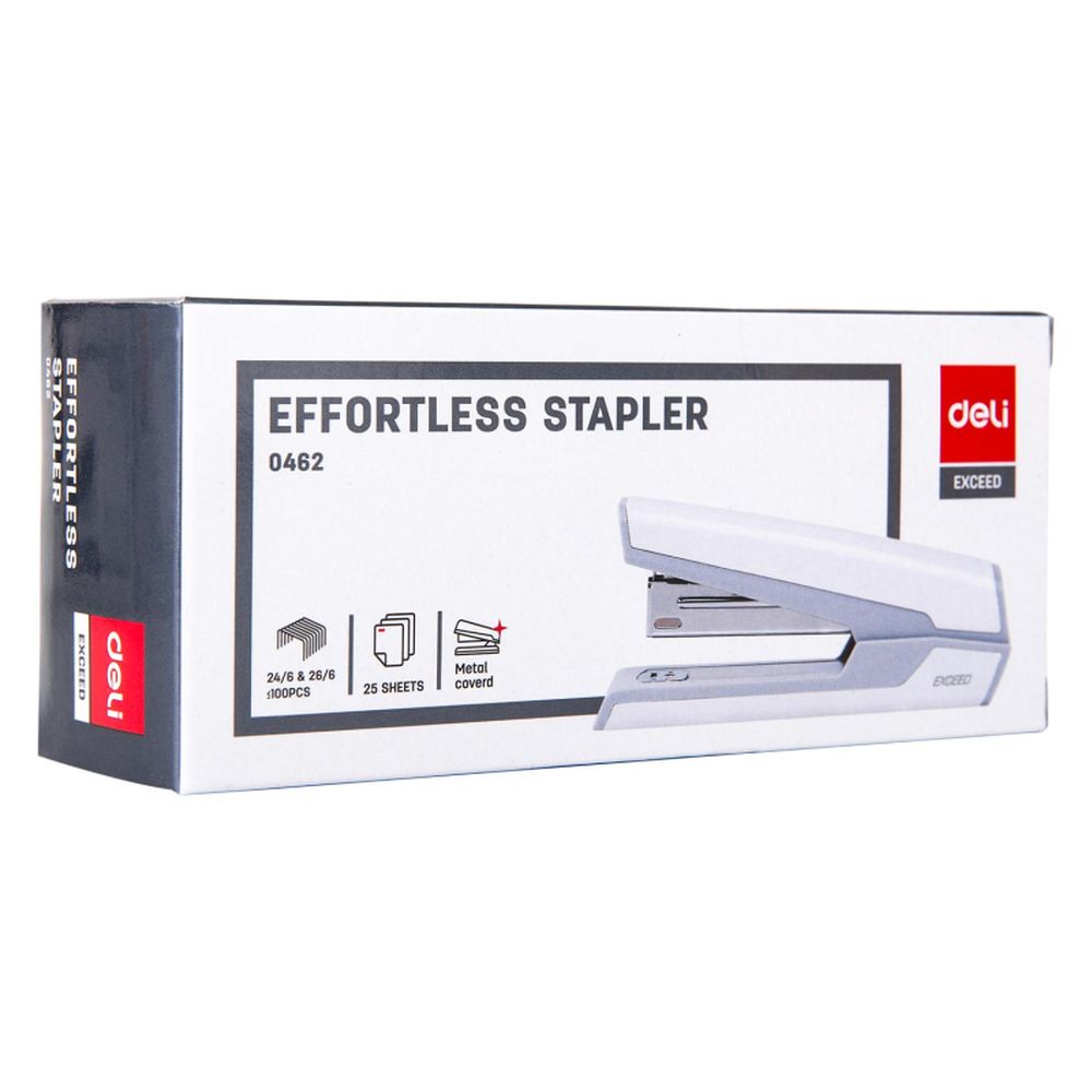 Степлер Deli Exceed E0462(N24/6-26/6)до 25 л,энергосберегающий, пластик,ассорти