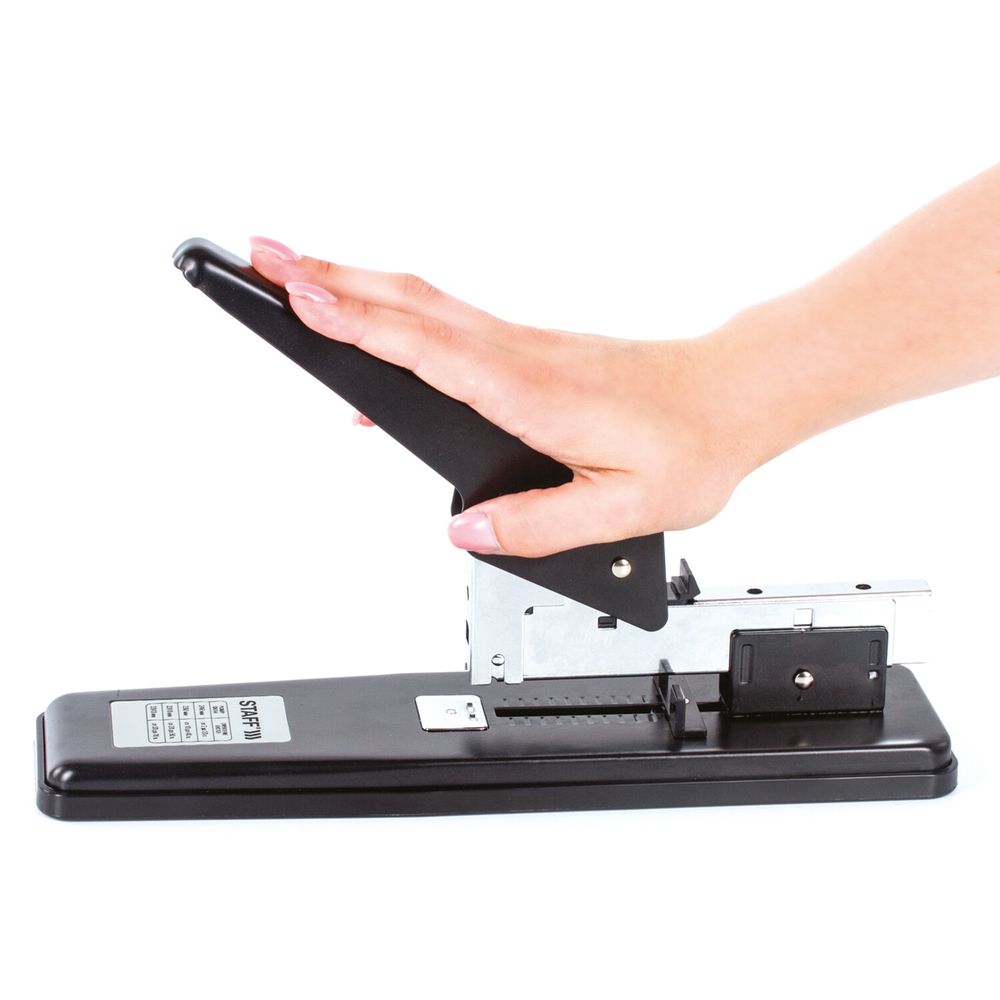 Степлер МОЩНЫЙ №24/6-23/13 металлический STAFF "Manager", до 70 листов, черный