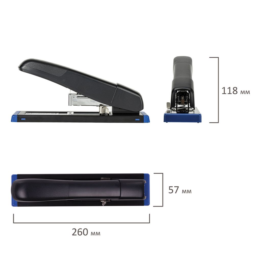 Степлер МОЩНЫЙ до 100 листов BRAUBERG "Heavy Duty Extra", скобы № 24/6-23/13