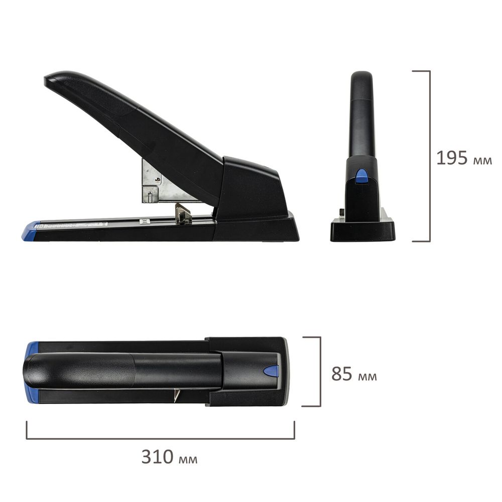 Степлер МОЩНЫЙ до 140 листов BRAUBERG "Heavy Duty Extra", скобы № 24/6-23/17