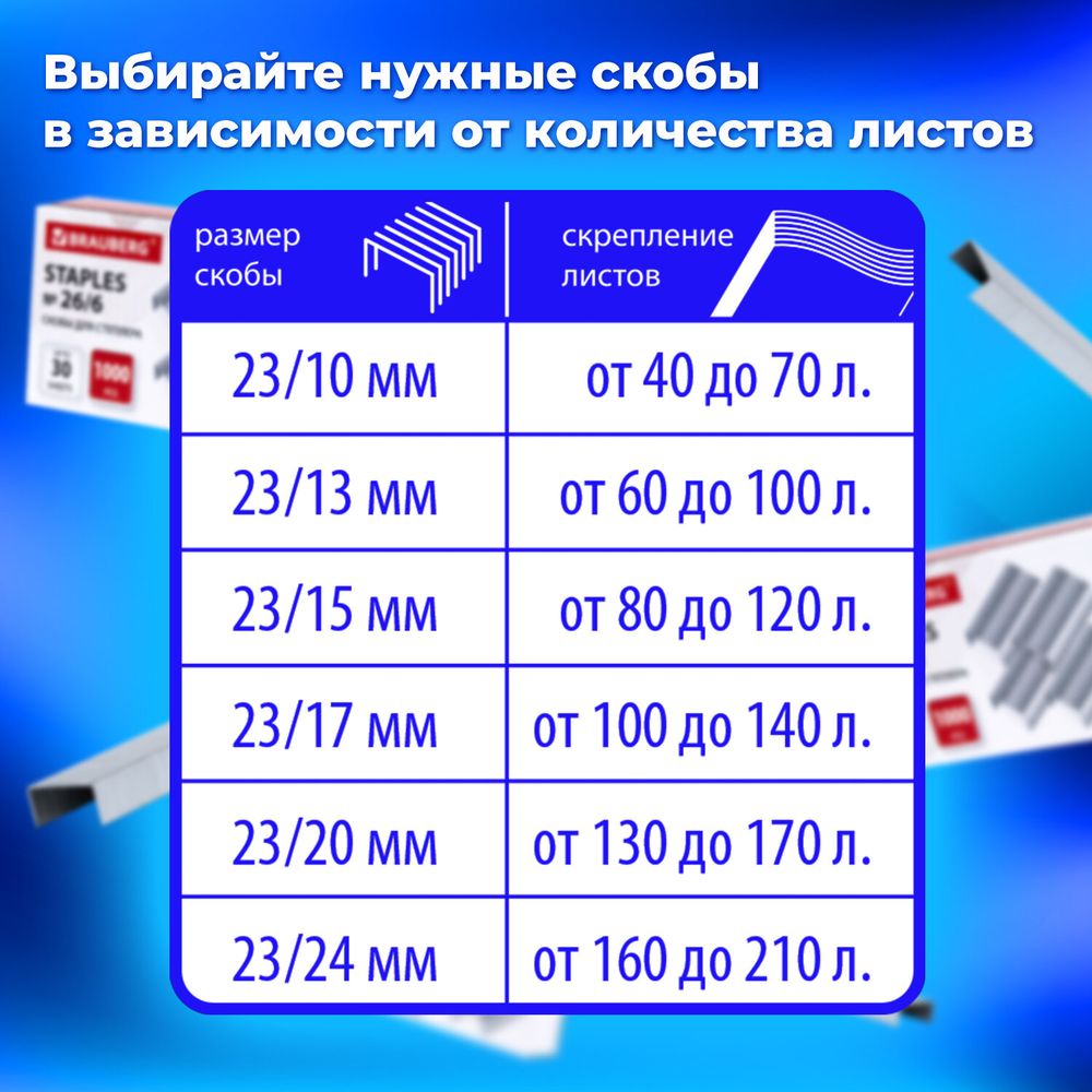 Степлер МОЩНЫЙ до 210 листов BRAUBERG "Heavy Duty Extra", скобы № 24/6-23/24
