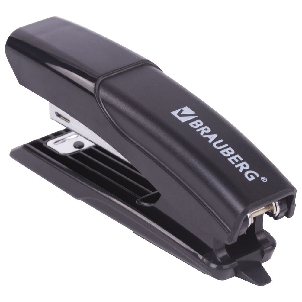 Степлер №10 BRAUBERG "Black Jack", до 18 листов, антистеплер, черный