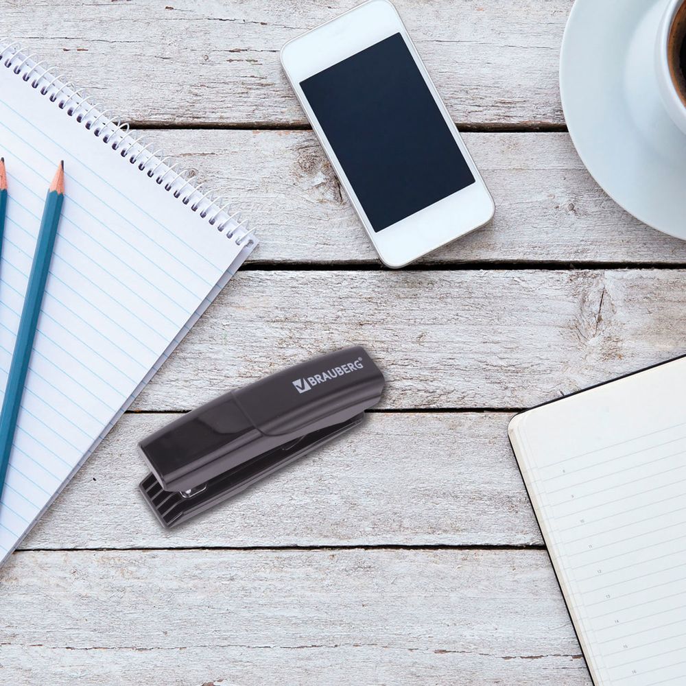 Степлер №10 BRAUBERG "Black Jack", до 18 листов, антистеплер, черный