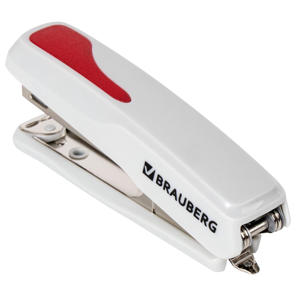 Степлер №10 BRAUBERG "Extra", до 20 листов, антистеплер, серо-красный