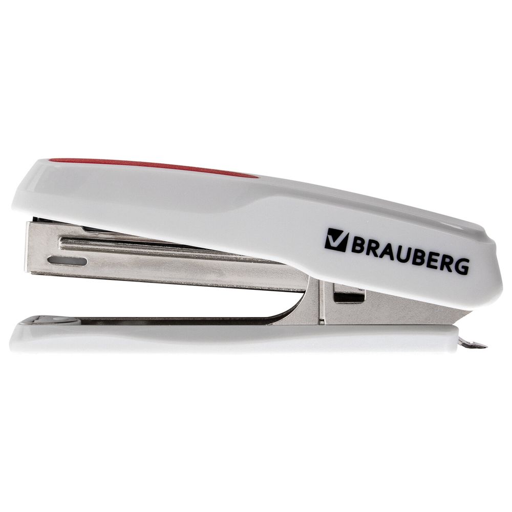 Степлер №10 BRAUBERG "Extra", до 20 листов, антистеплер, серо-красный