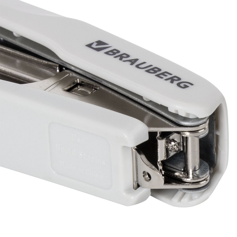 Степлер №10 BRAUBERG "Extra", до 20 листов, антистеплер, серо-красный