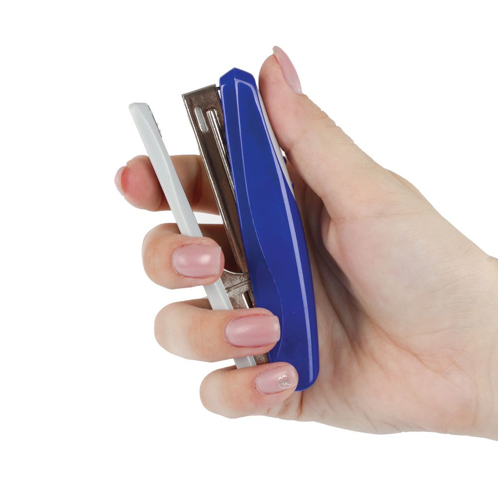 Степлер №10 BRAUBERG "Germanium", до 12 листов, с антистеплером, синий, ГАРАНТИЯ 5 ЛЕТ