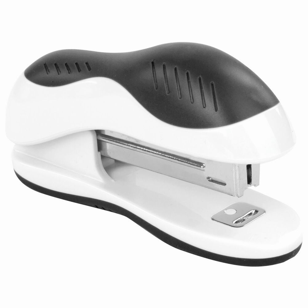 Степлер №10 BRAUBERG "JET", до 15 листов, эргономичный, бело-черный