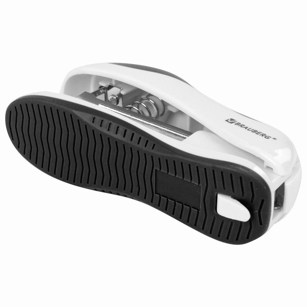 Степлер №10 BRAUBERG "JET", до 15 листов, эргономичный, бело-черный