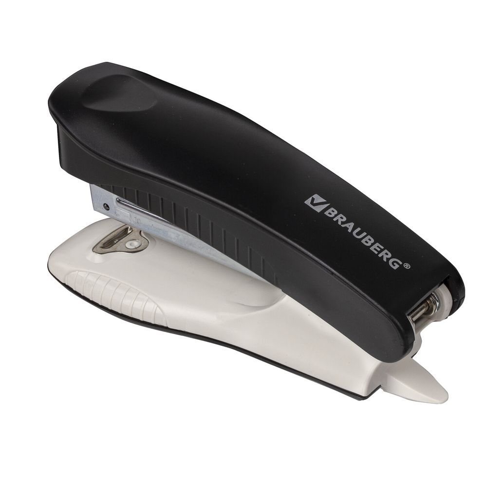 Степлер №10 BRAUBERG "METROPOLIS", до 20 листов, с антистеплером, черный