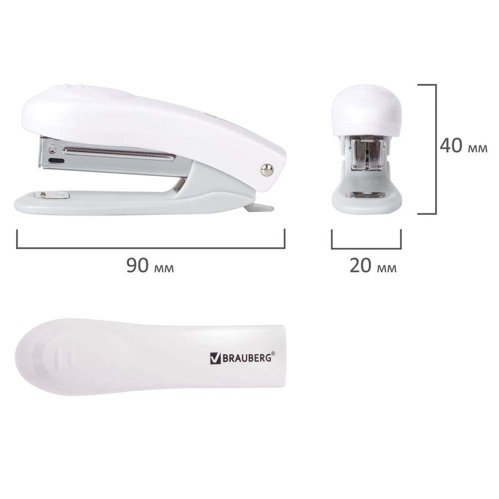 Степлер №10 BRAUBERG "Original", до 12 листов, с антистеплером, белый