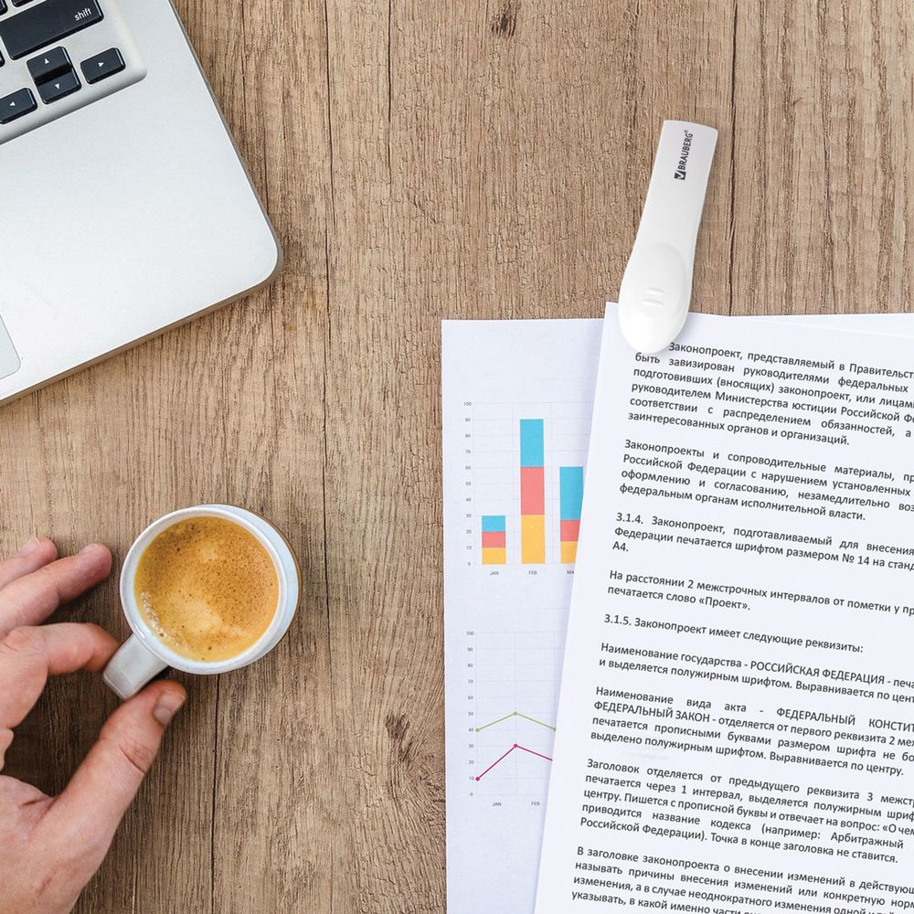 Степлер №10 BRAUBERG "Original", до 12 листов, с антистеплером, белый