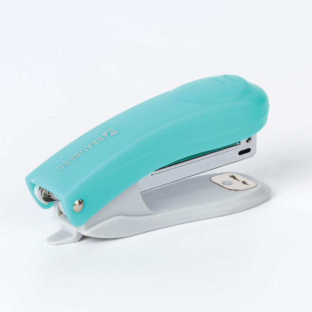 Степлер №10 BRAUBERG "Original", до 12 листов, с антистеплером, бирюзовый