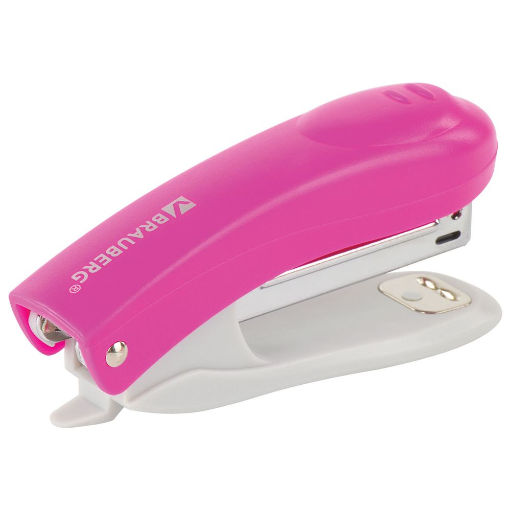 Степлер №10 BRAUBERG "Original", до 12 листов, с антистеплером, розовый