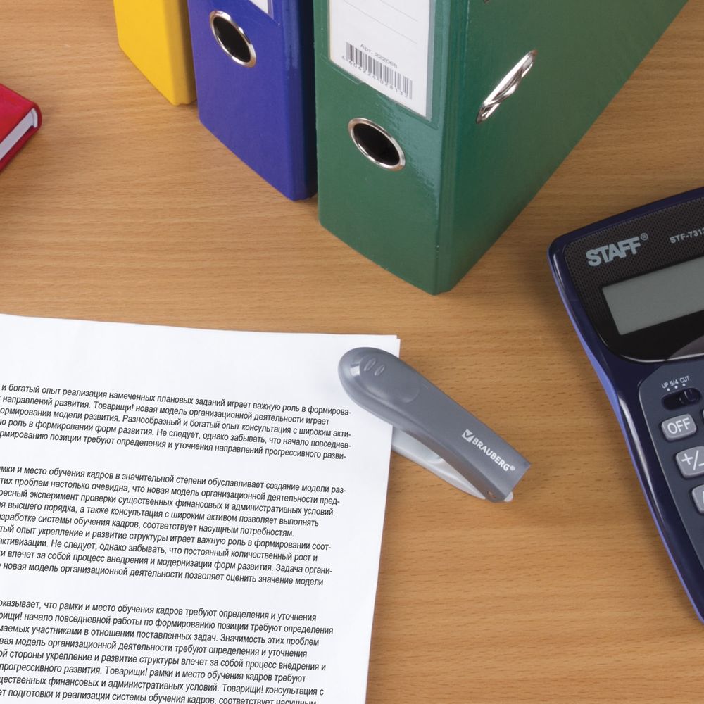 Степлер №10 BRAUBERG "Original", до 12 листов, с антистеплером, серый