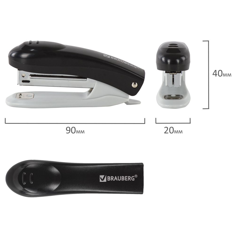 Степлер №10 BRAUBERG "Original", до 12 листов, с антистеплером, черный