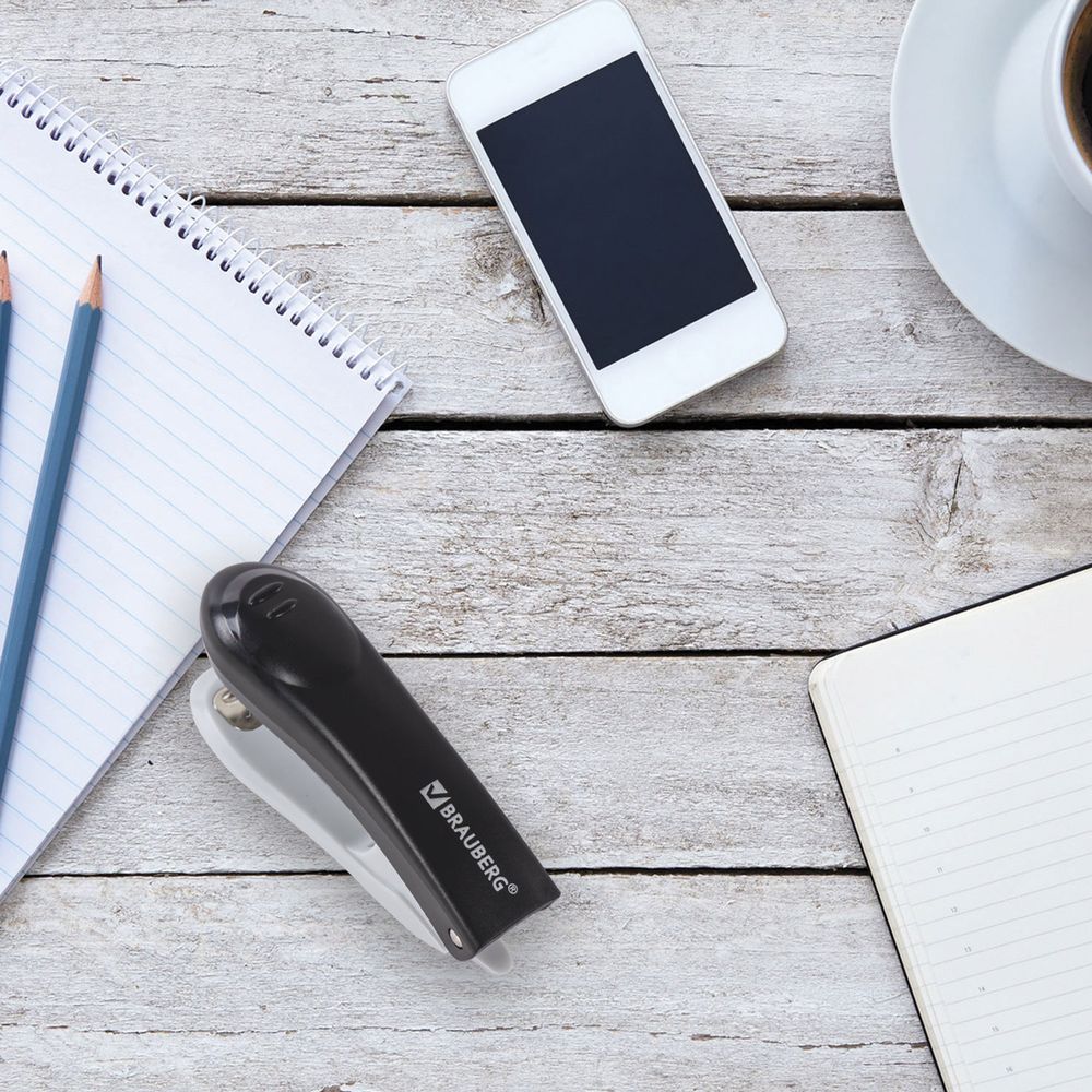 Степлер №10 BRAUBERG "Original", до 12 листов, с антистеплером, черный