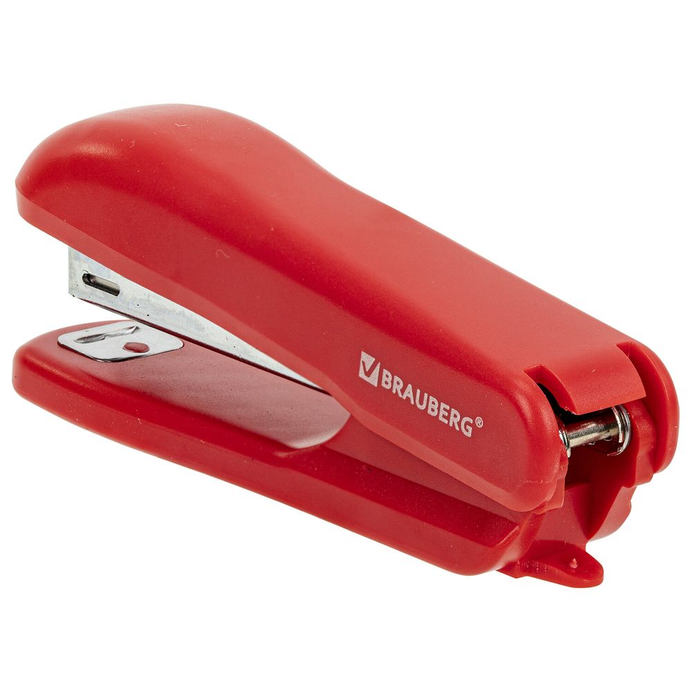 Степлер №10 BRAUBERG "SX-19", до 12 листов, с антистеплером, красный