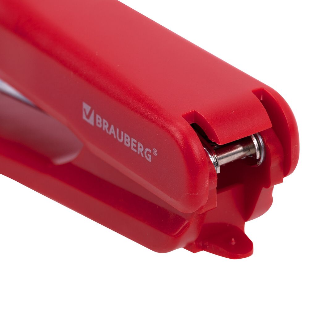 Степлер №10 BRAUBERG "SX-19", до 12 листов, с антистеплером, красный