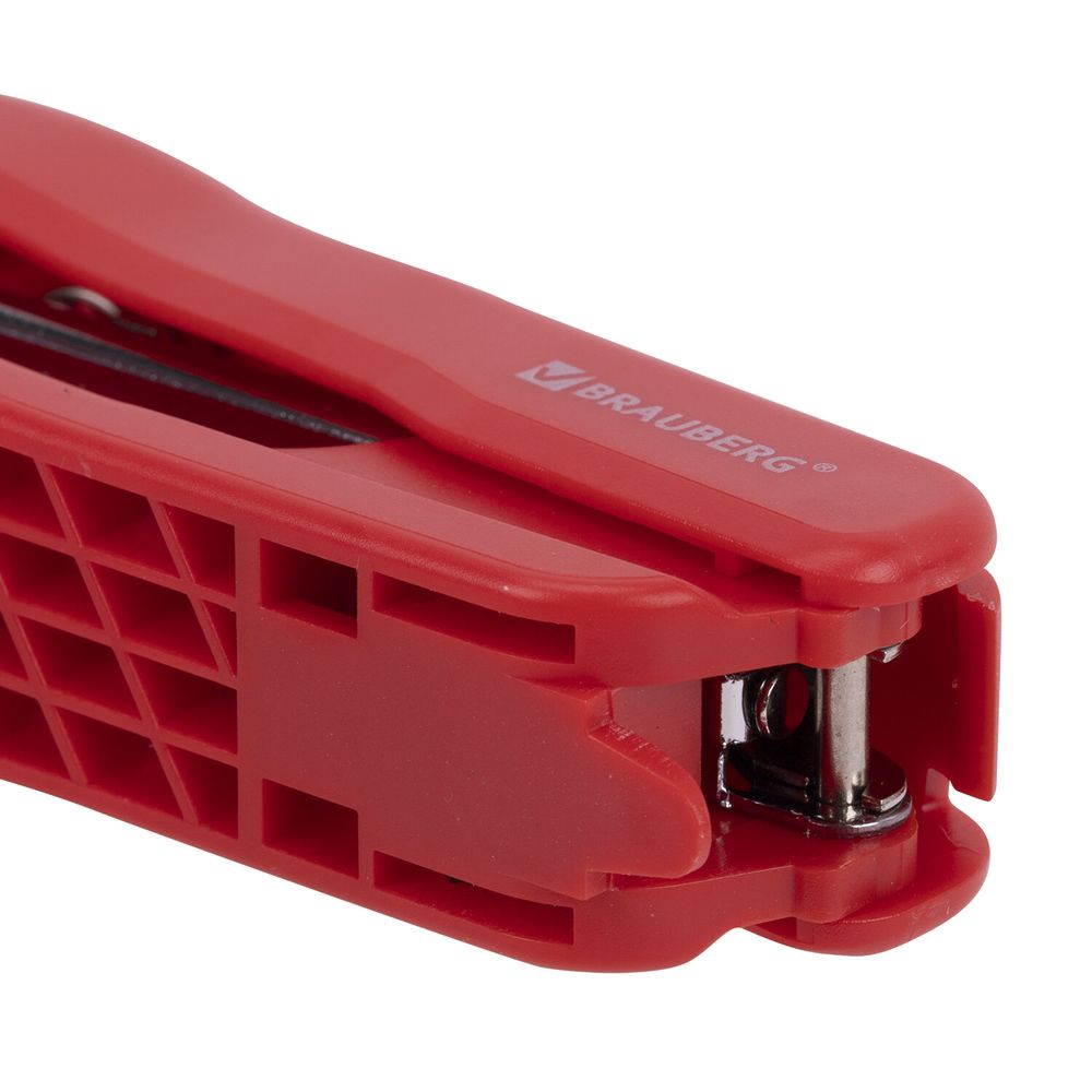 Степлер №10 BRAUBERG "SX-19", до 12 листов, с антистеплером, красный
