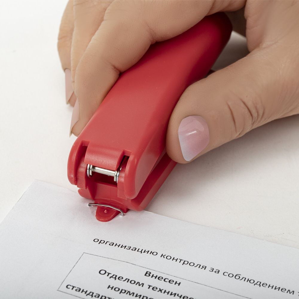 Степлер №10 BRAUBERG "SX-19", до 12 листов, с антистеплером, красный