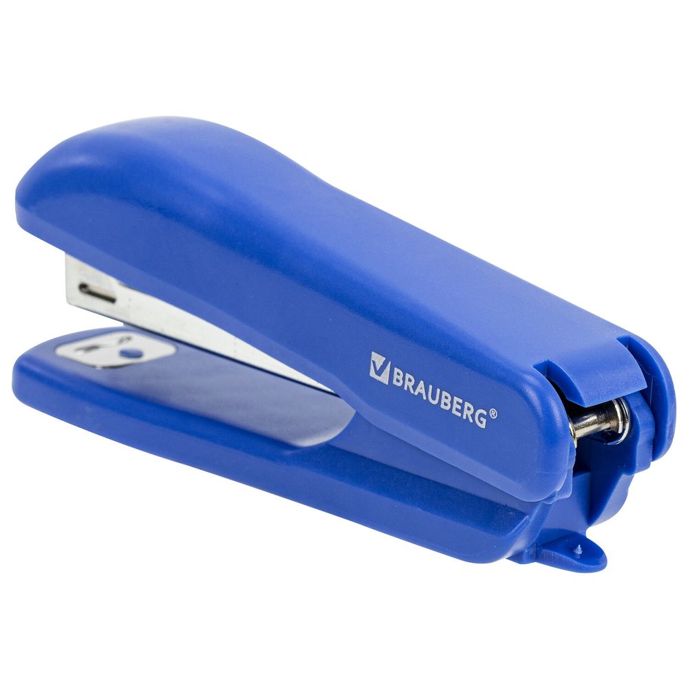 Степлер №10 BRAUBERG "SX-19", до 12 листов, с антистеплером, синий