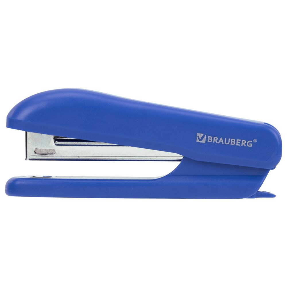 Степлер №10 BRAUBERG "SX-19", до 12 листов, с антистеплером, синий